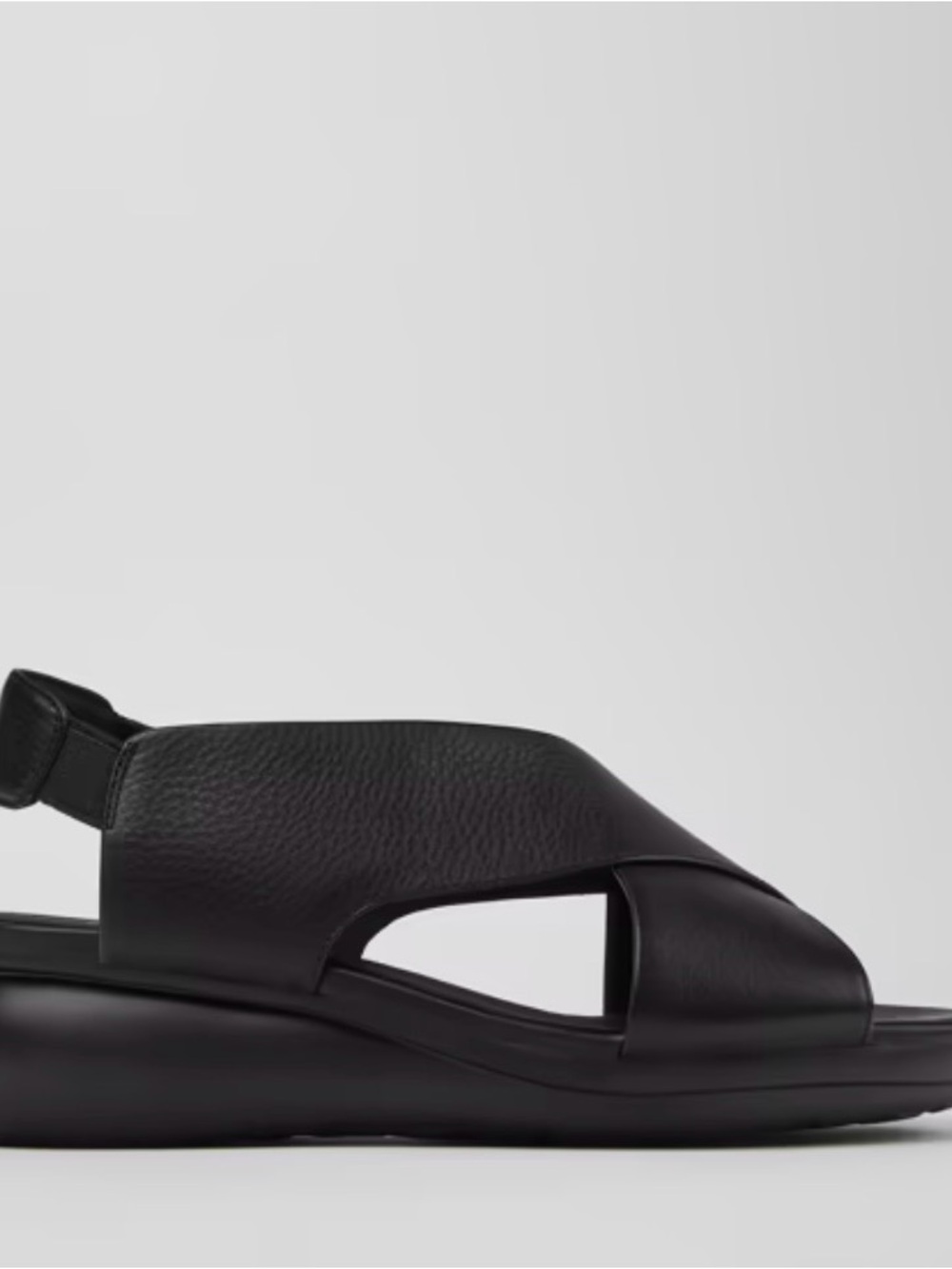 Camper Balloon Black Leather Cutout Slingback Sandal